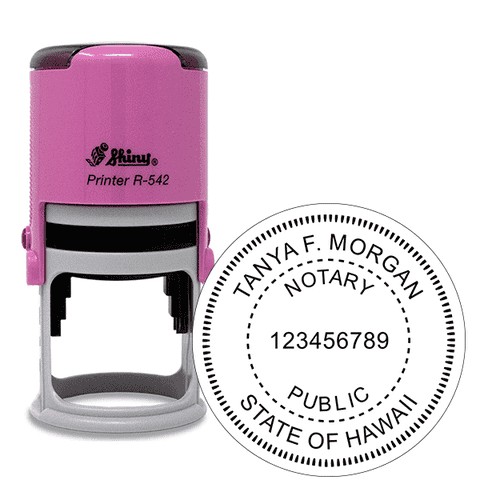 Hawaii Round Pink Notary Stamp