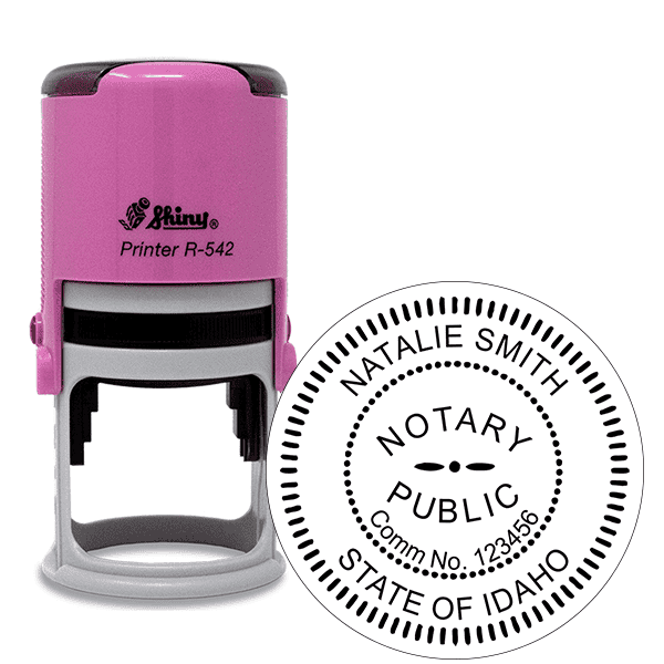 Idaho Round Pink Notary Stamp