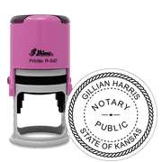 Kansas Round Pink Notary Stamp