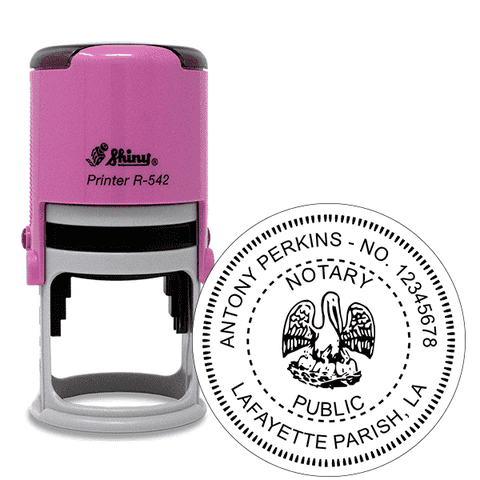 Louisiana Round Pink Notary Stamp