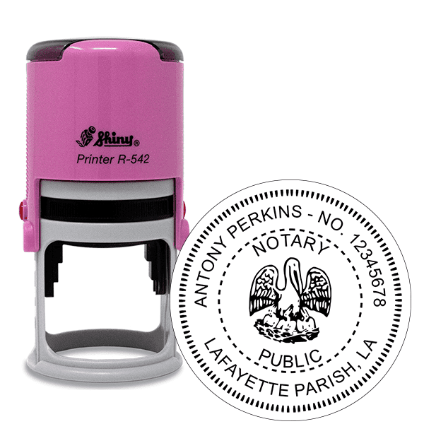 Louisiana Round Pink Notary Stamp