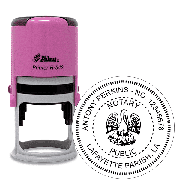 Louisiana Round Pink Notary Stamp
