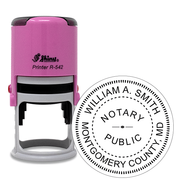 Maryland Round Pink Notary Stamp
