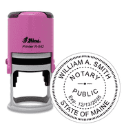 Maine Round Pink Notary Stamp