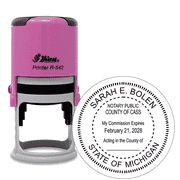 Michigan Round Pink Notary Stamp