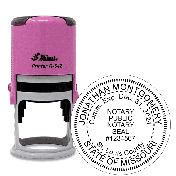 Missouri Notary Pink Stamp - Round