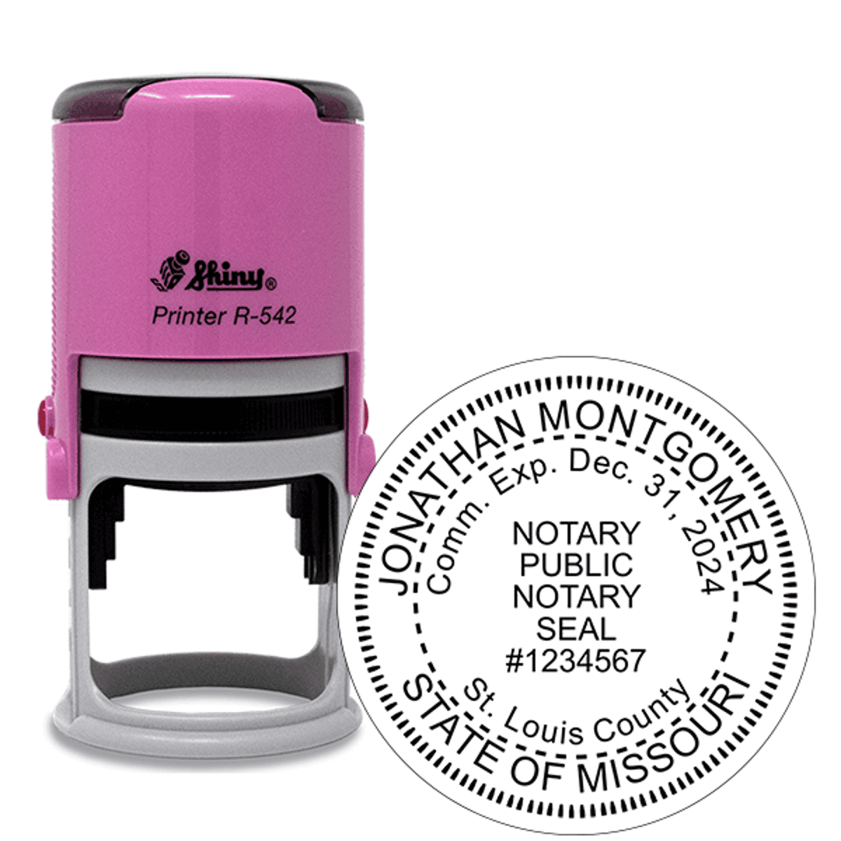 Missouri Notary Pink Stamp - Round