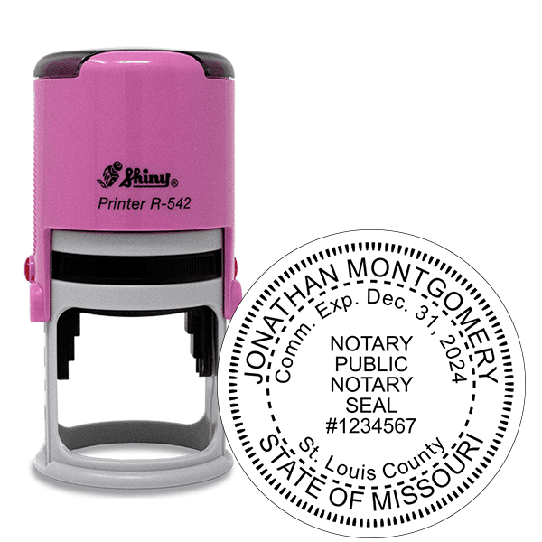 Missouri Round Pink Notary Stamp