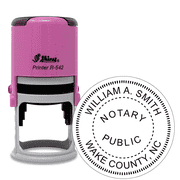 North Carolina Round Pink Notary Stamp