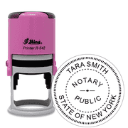 New York Round Pink Notary Stamp