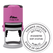 Oklahoma Round Pink Notary Stamp