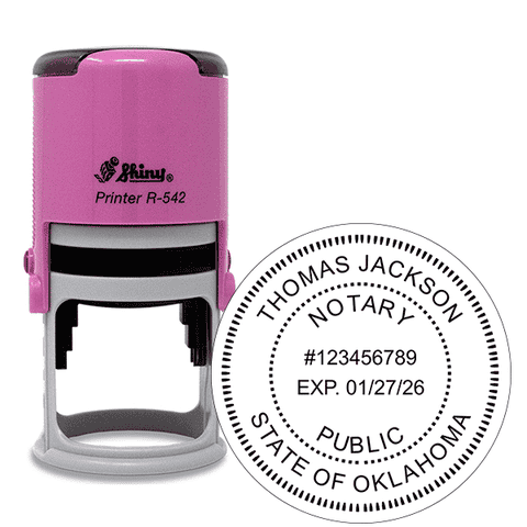 Oklahoma Round Pink Notary Stamp