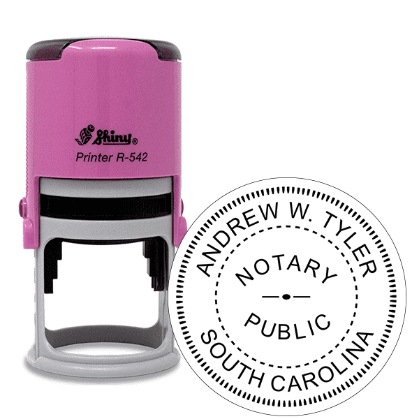 South Carolina Round Pink Notary Stamp