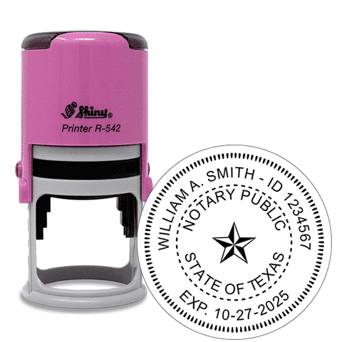 Texas Round Pink Notary Stamp