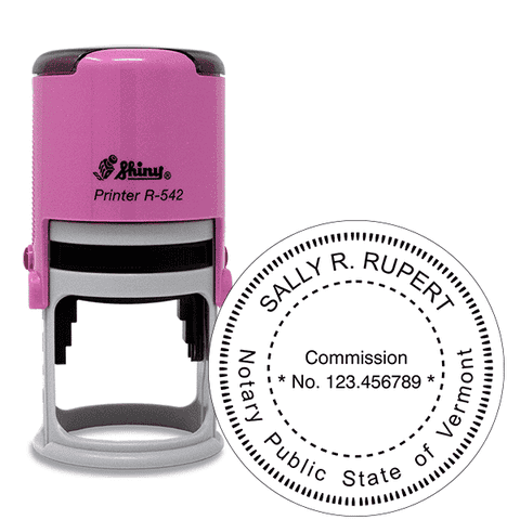 Vermont Round Pink Notary Stamp