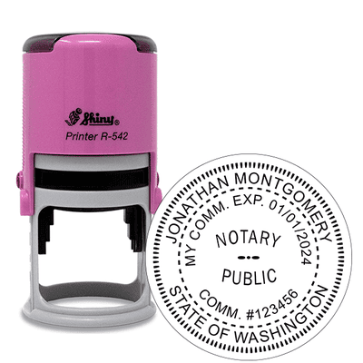 Washington Notary Pink Stamp - Round