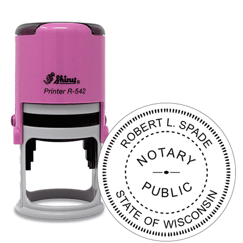 Wisconsin Round Pink Notary Stamp
