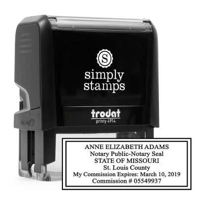 Missouri Notary Rectangle Design next to stamp body