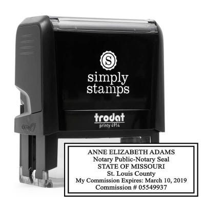 Missouri Notary Rectangle Design next to stamp body