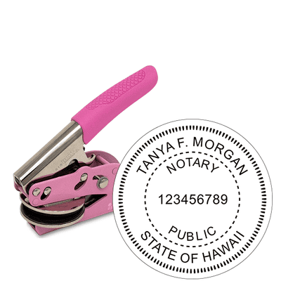Hawaii Notary Pink Seal Embosser - Round