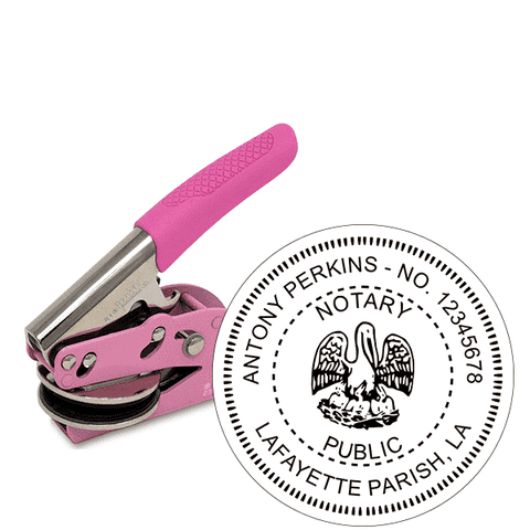 Louisiana Notary Round Pink Seal Embosser