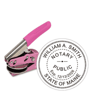 Maine Notary Round Pink Seal Embosser