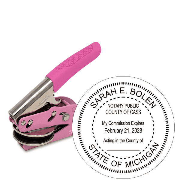 Michigan Notary Round Pink Seal Embosser