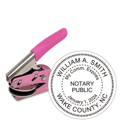 North Carolina With Expiration Date Notary Pink Seal Embosser - Round
