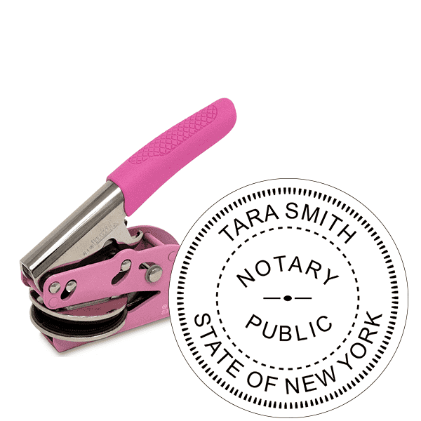 New York Notary Round Pink Seal Embosser