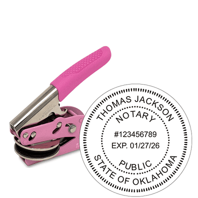 Oklahoma Notary Pink Seal Embosser - Round