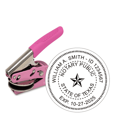 Texas Notary Round Pink Seal Embosser