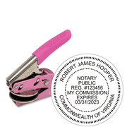 Virginia Notary Round Pink Seal Embosser