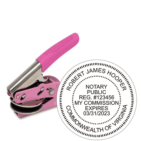 Virginia Notary Round Pink Seal Embosser