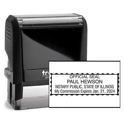 Illinois Serrated Border Rectangular Notary Seal - alternate view