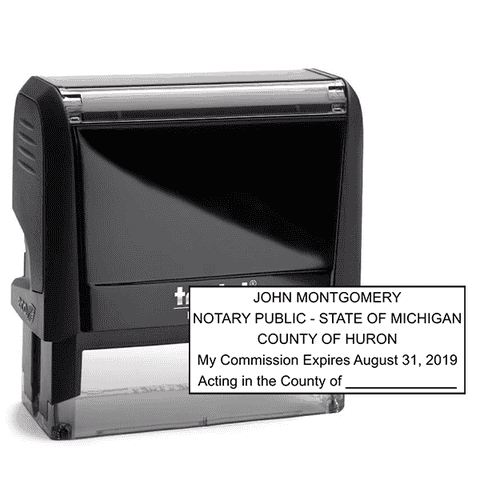 Michigan Pink Rectangle Notary Stamp