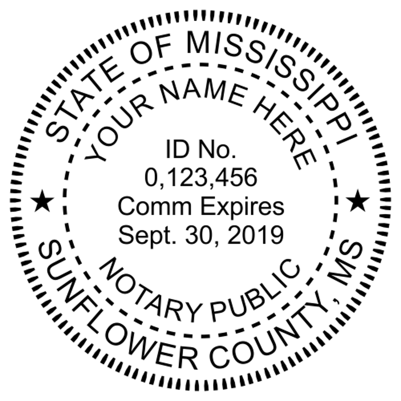 Mississippi Notary Milled Round Stamp