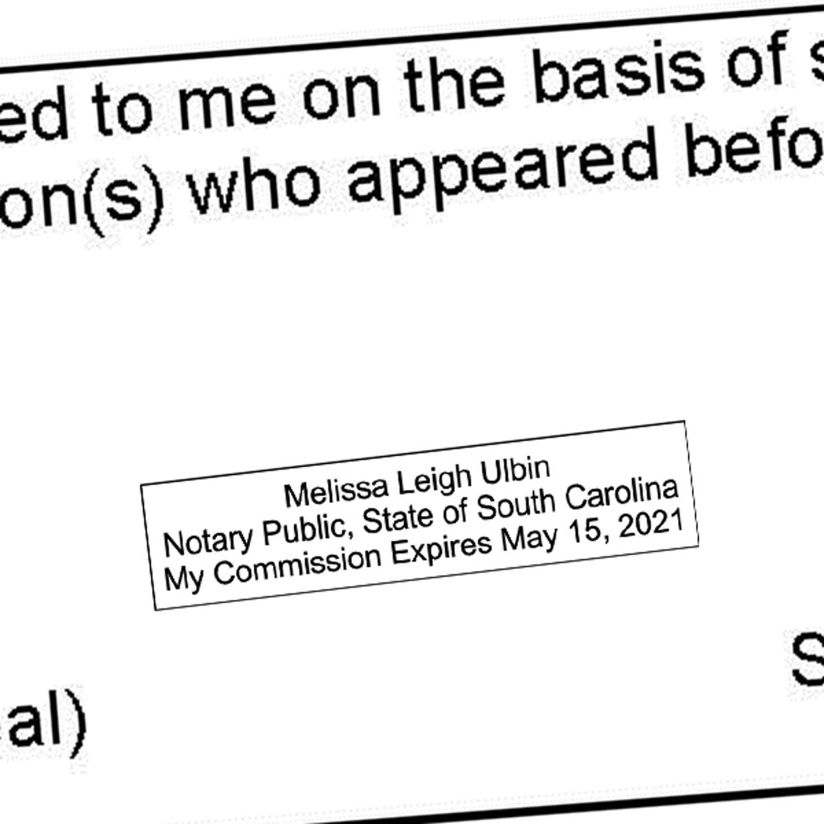 South Carolina Notary Rectangle Imprint