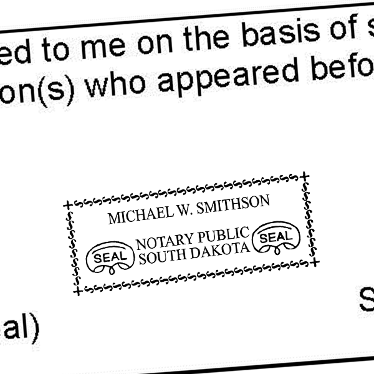 South Dakota Notary Rectangle Imprint