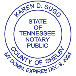 Tennessee Notary Round with Date Below Circle Imprint