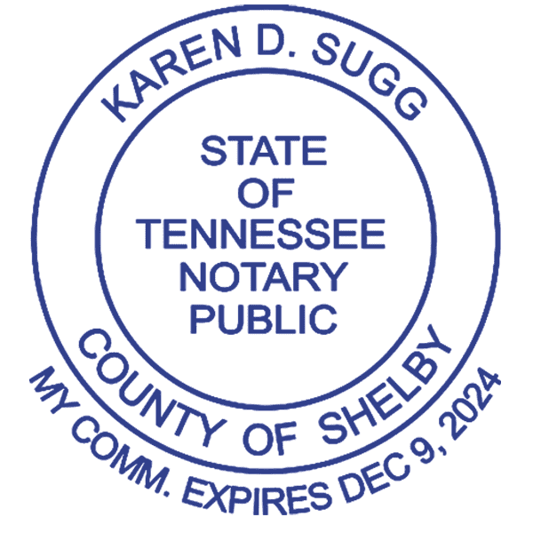 Tennessee Notary Round with Date Below Circle Imprint