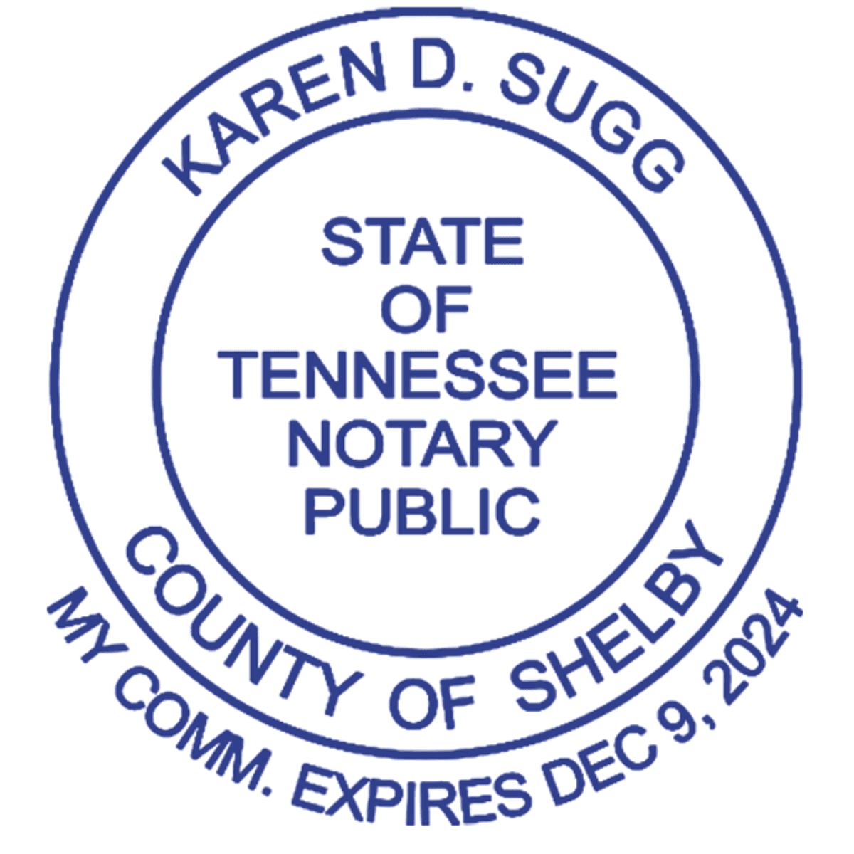 Tennessee Notary Round with Date Below Circle Imprint