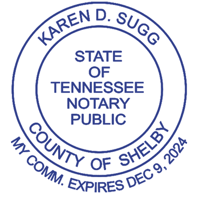 Tennessee Date Below Circle Round Notary Seal - alternate view