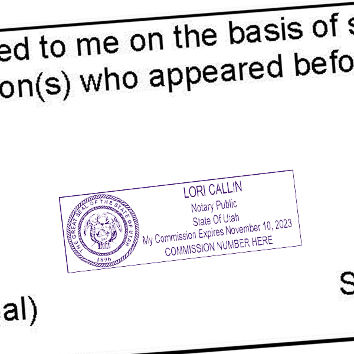Utah Notary Rectangle Imprint