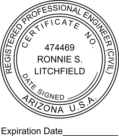State of Arizona Engineer with Expiration Seal - alternate view