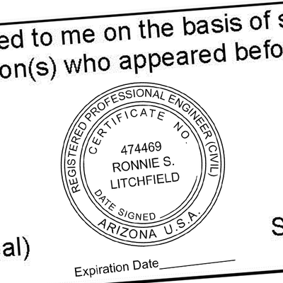 State of Arizona Engineer with Expiration Seal - alternate view