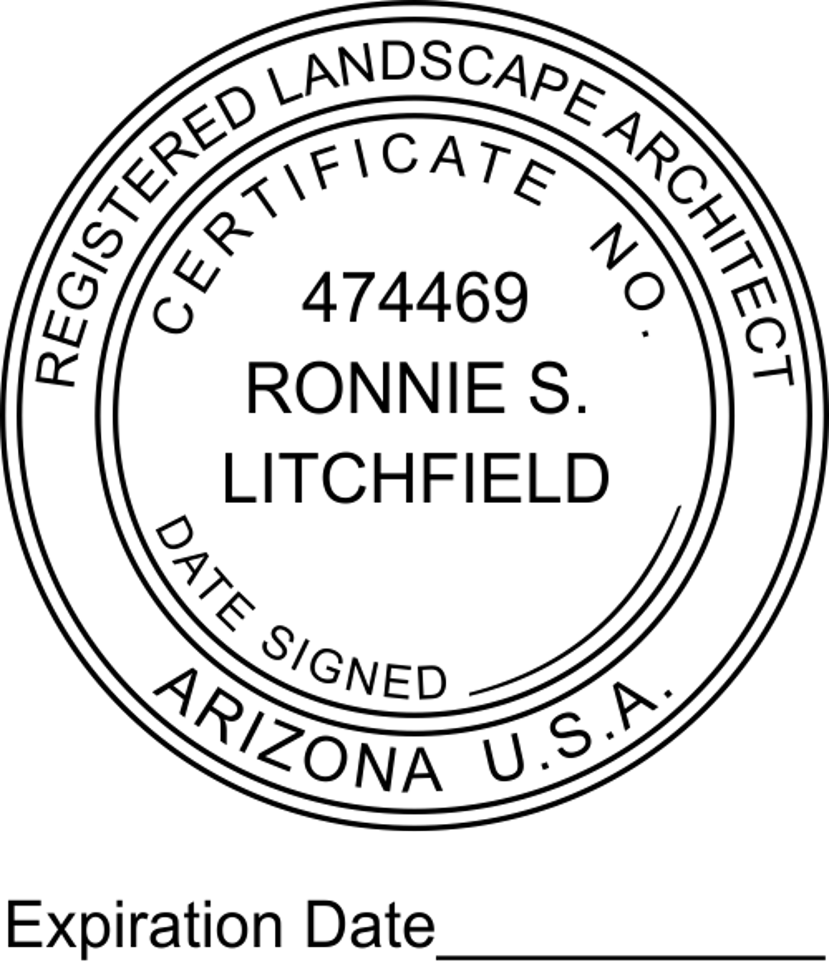 State of Arizona Landscape Architect with Expiration