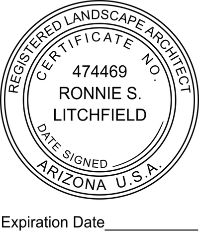 State of Arizona Landscape Architect with Expiration Seal - alternate view