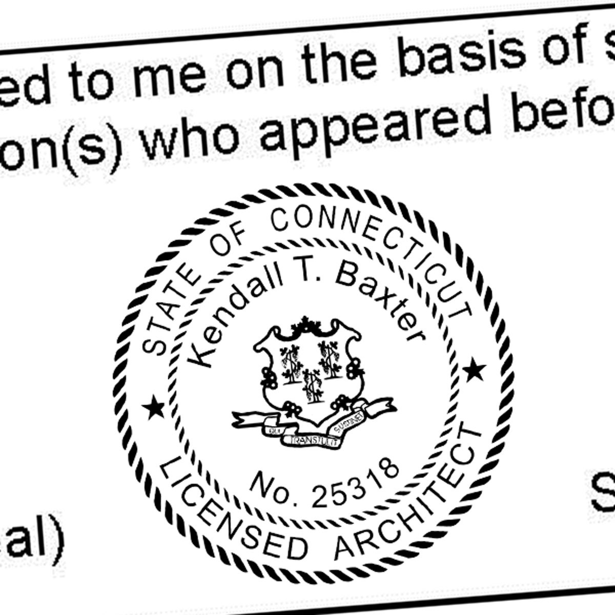State of Connecticut Architect Seal Imprint