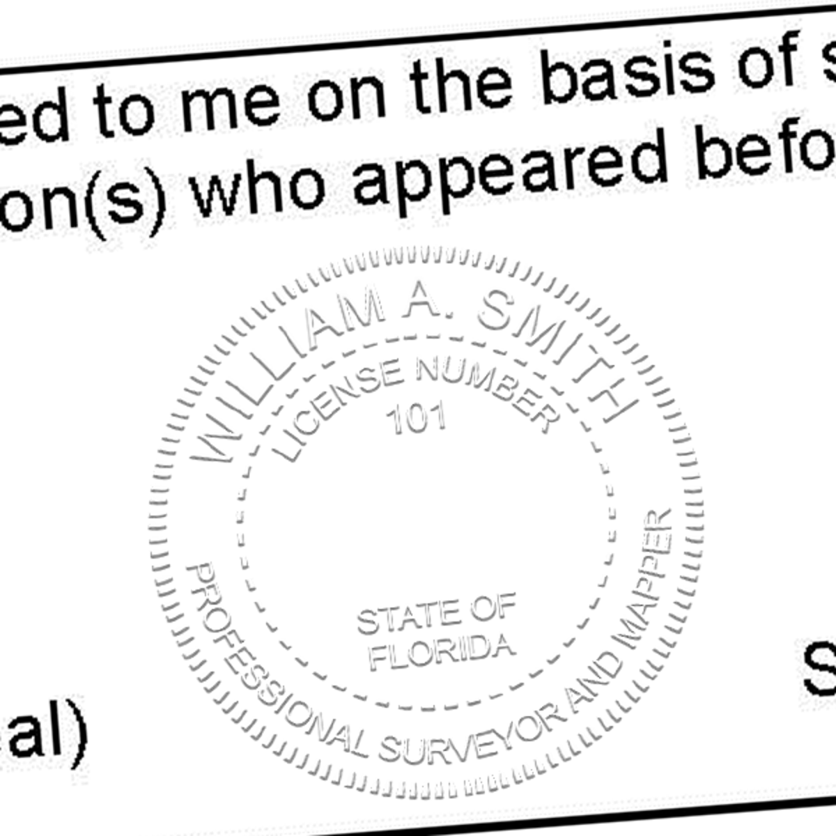State of Florida Surveyor and Mapper Seal Imprint