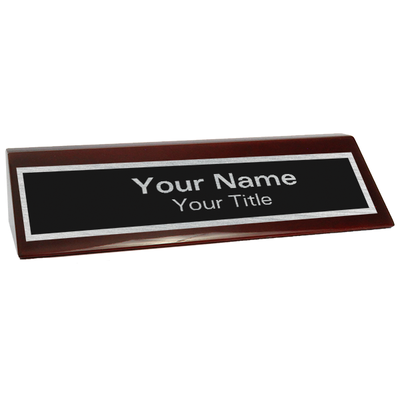Custom Glossy 2" x 8" Rosewood Desk Plate - alternate view